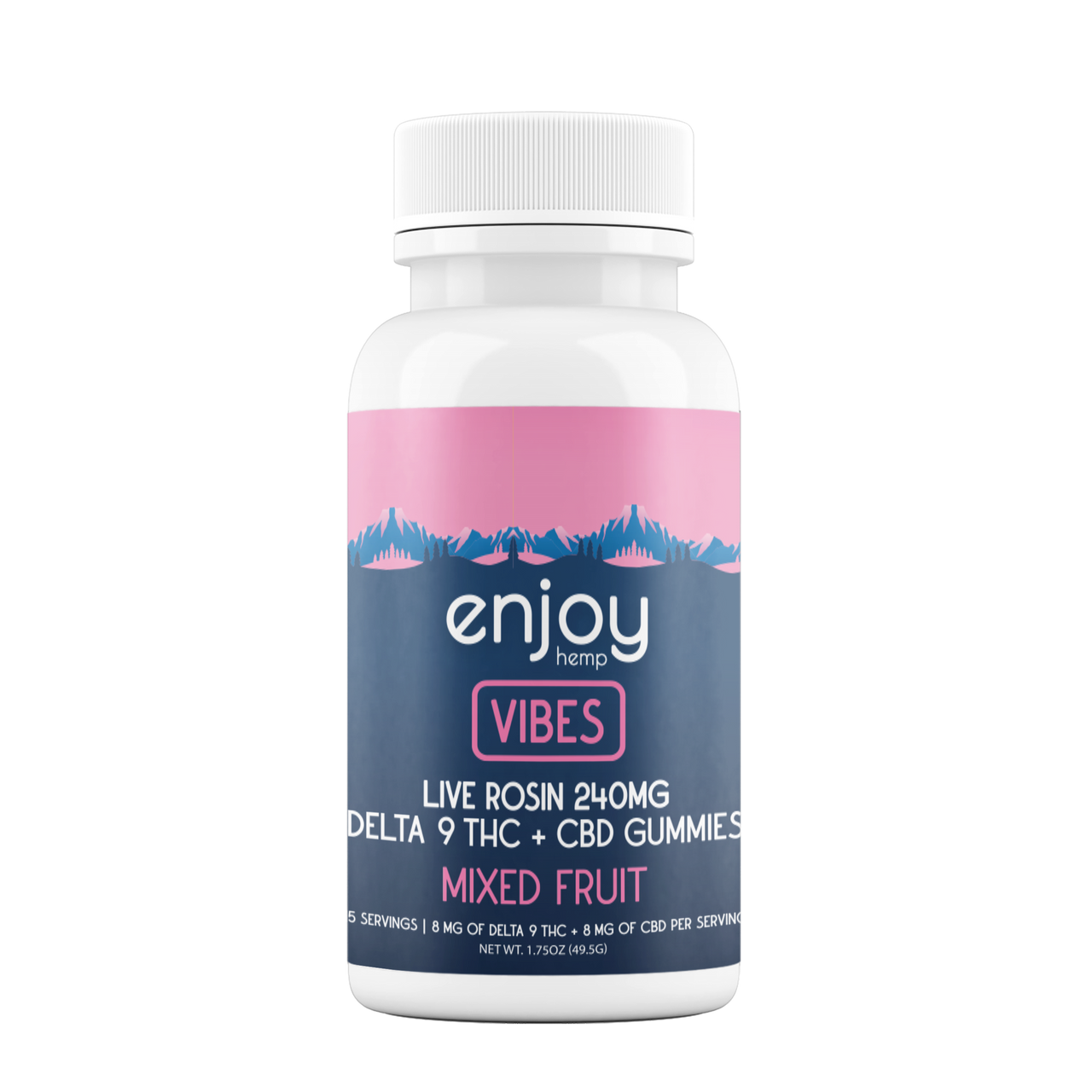 ENJOY | 240MG 1:1 D9+CBD Vibes Mixed Fruit Live Rosin Gummies