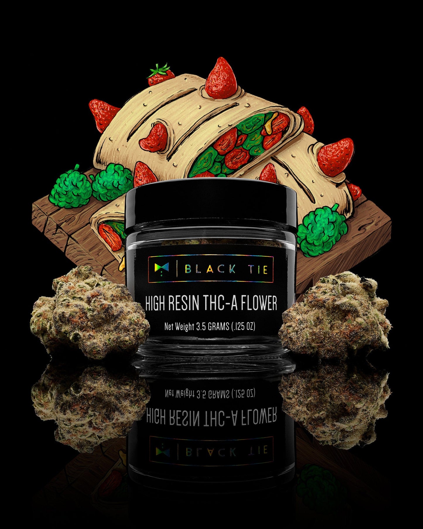 Black Tie | Strawberry Strudel 28G (1oz) | Indoor THCA Flower