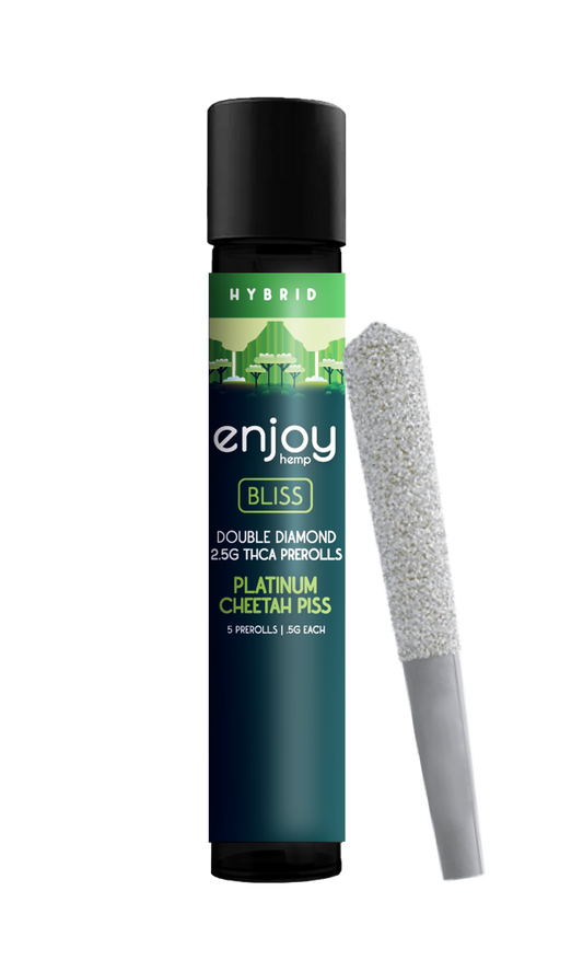 Enjoy | 2.5G Bliss Double Diamond 5 Pack Pre-Rolls | Platinum Cheetah Piss