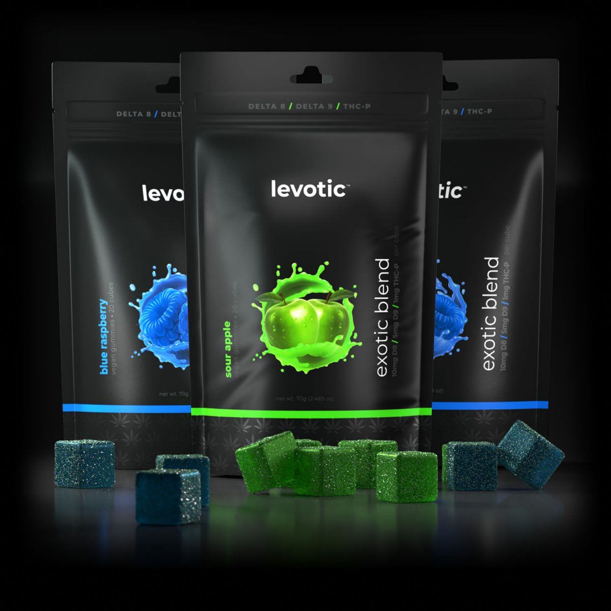 Levotic | Sour Apple Gummies 320MG D8/D9/THC-P