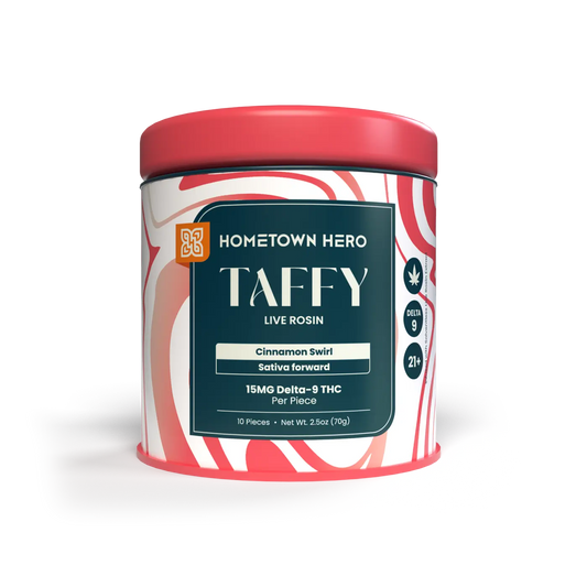 HOMETOWN HERO | Cinnamon Swirl Live Rosin Taffy |  10ct, 15MG D9 Sativa