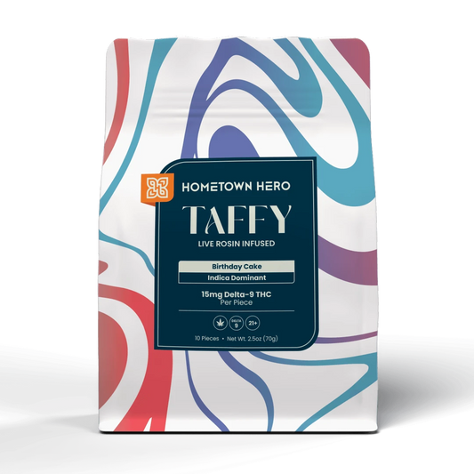 HOMETOWN HERO | Birthday Cake Live RosinTaffy | 10ct, 15MG D9 Indica