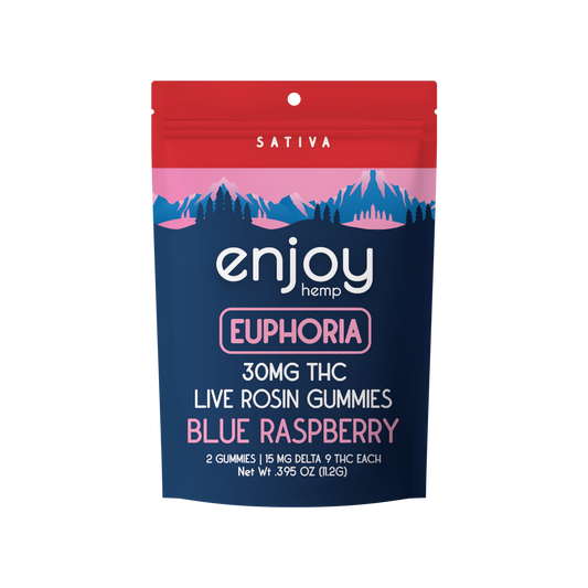 ENJOY | 30MG D9 Euphoria Sativa Live Rosin Gummies Blue Raspberry