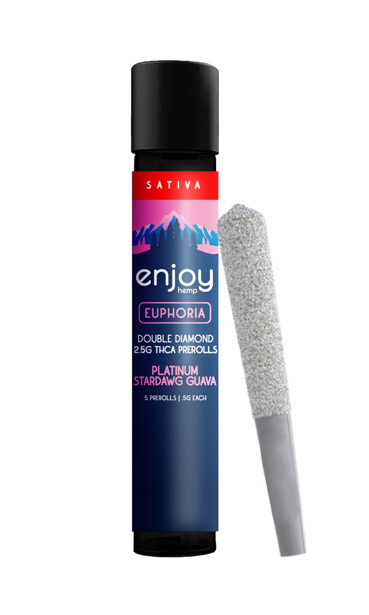 Enjoy | 2.5G Euphoria Double Diamond 5 Pack Pre-Rolls | Platinum Stardawg Guava