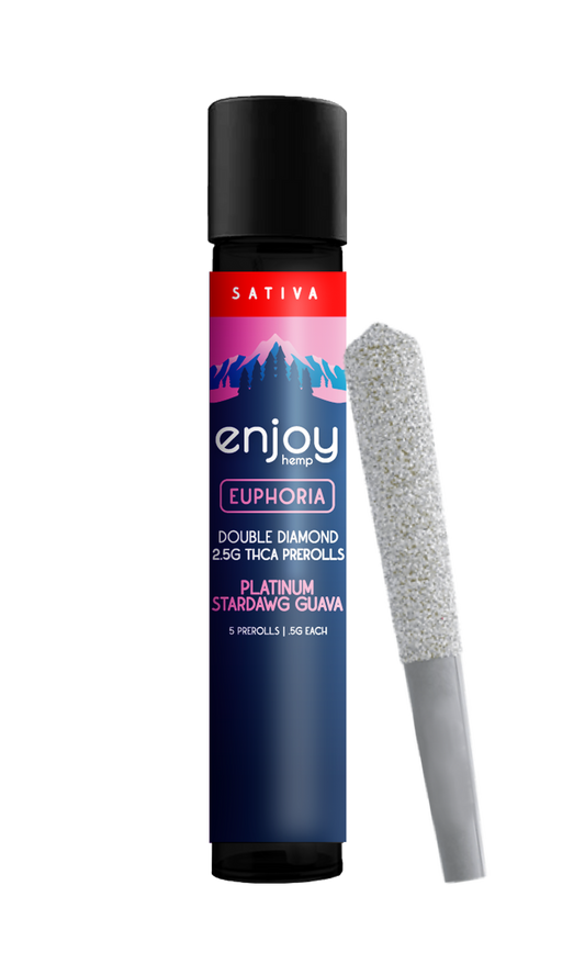 Enjoy | 2.5G Euphoria Double Diamond 5 Pack Pre-Rolls | Platinum Stardawg Guava