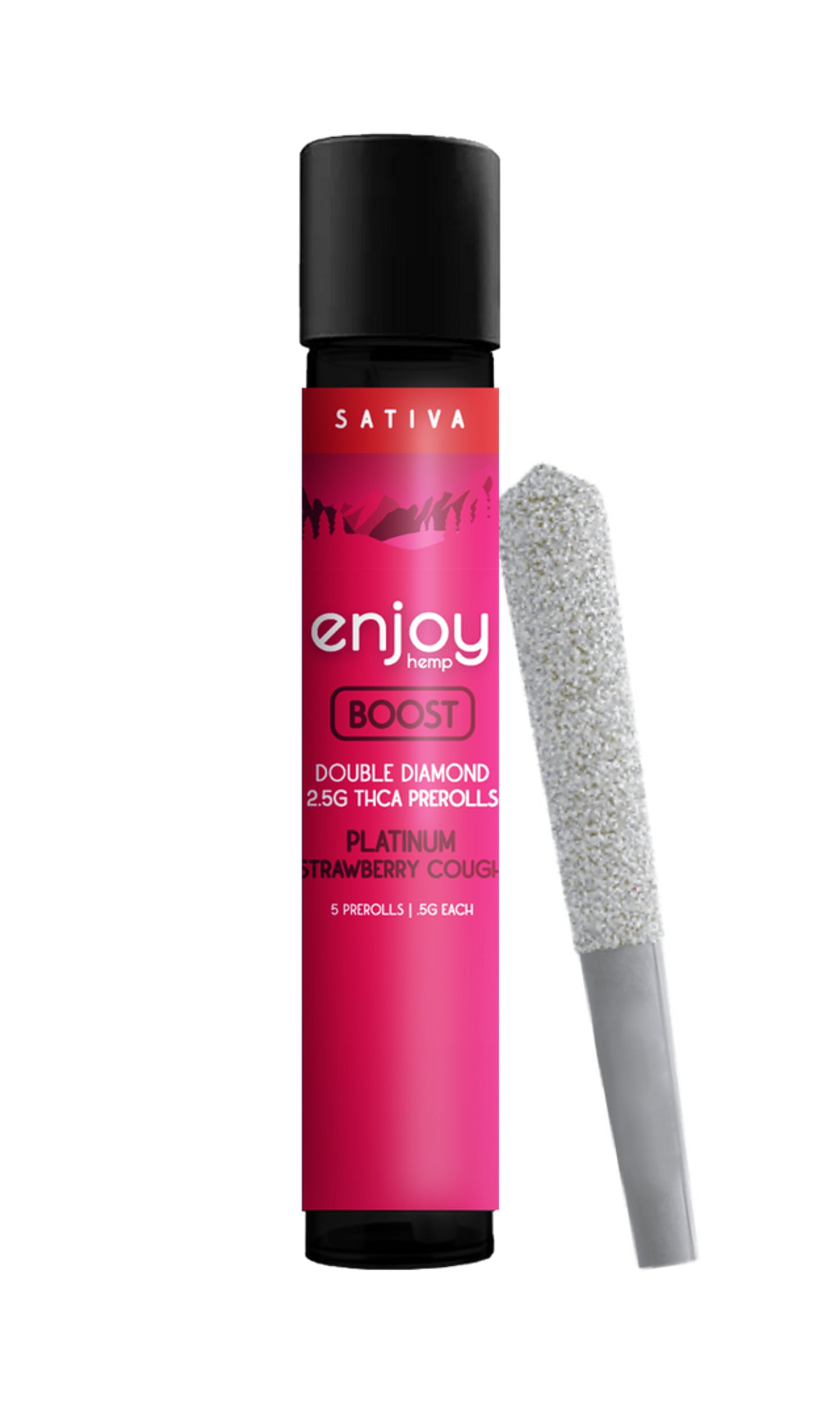 Enjoy | 2.5G Boost Double Diamond 5 Pack Pre-Rolls | Platinum Strawberry Cough