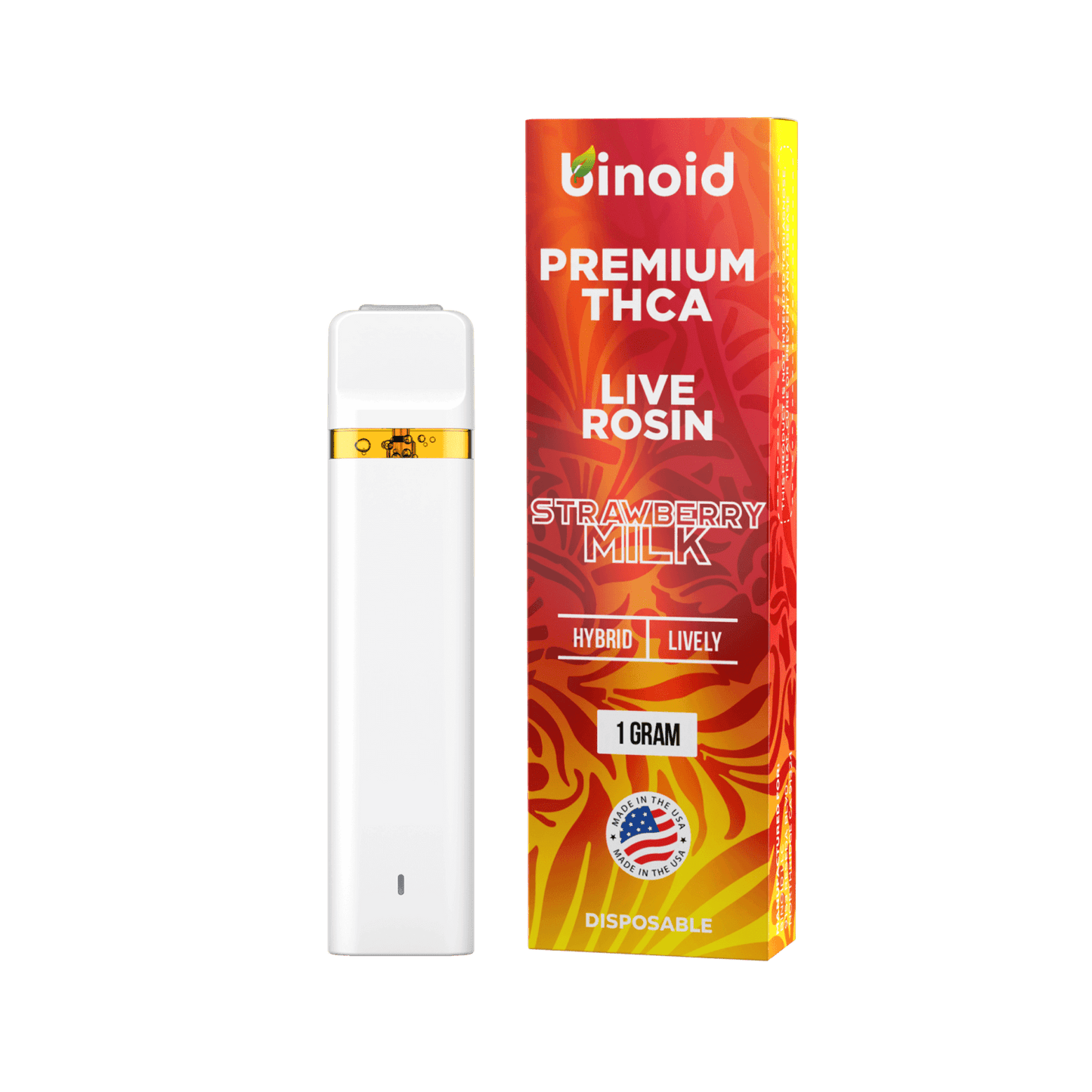 Binoid | Premium THCA Live Rosin Disposable Vape Strawberry Milk Hybrid 1G